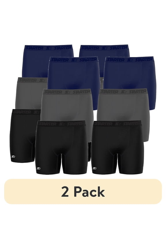 (2 pack) Starter Men’s and Big Men’s Active Performance Boxer Briefs, 6-Pack, Sizes S-5X