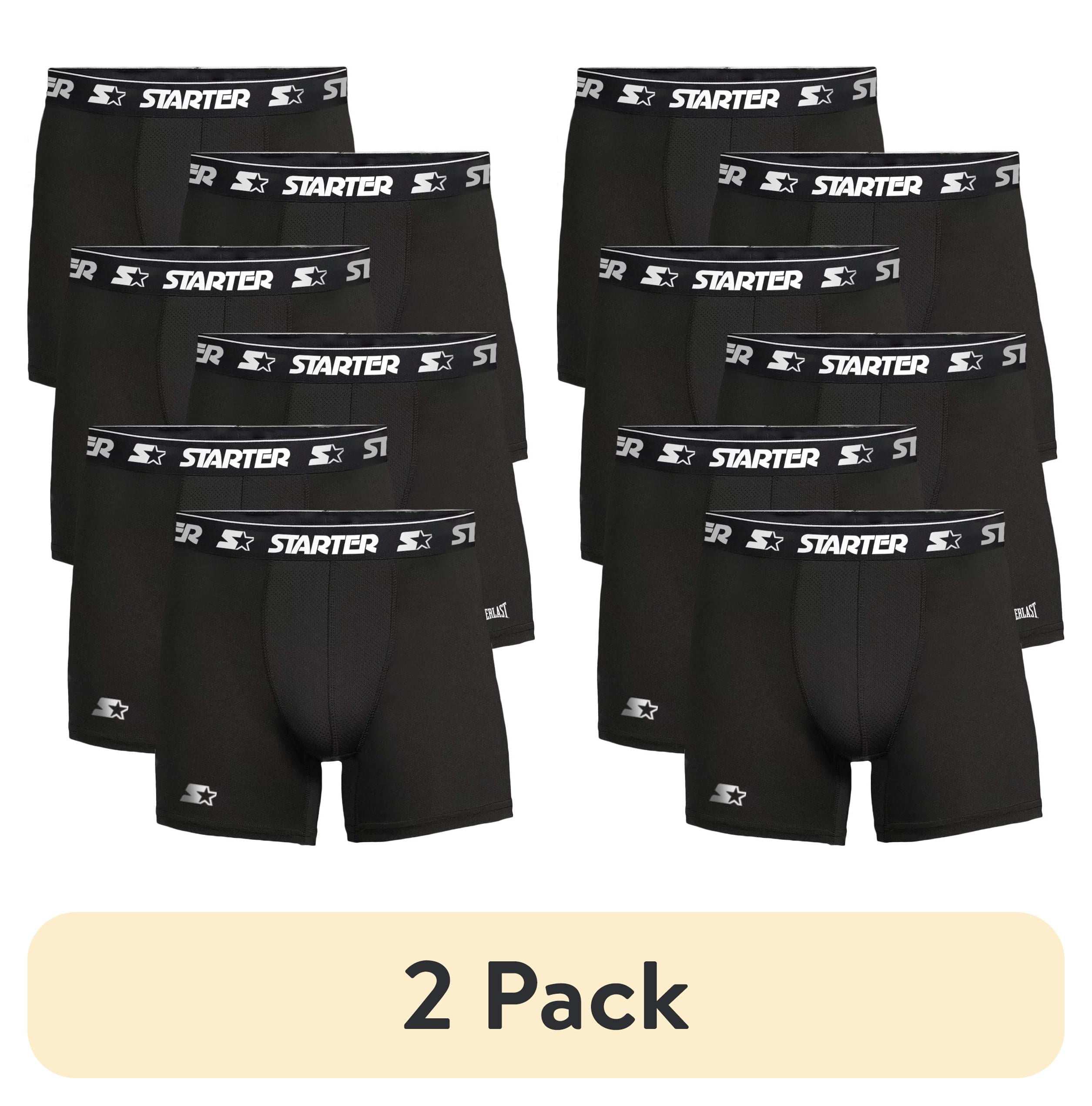 (2 pack) Starter Mens Boxer Briefs Active Performance Breathable Underwear for Men, Black 3X 6-Pack