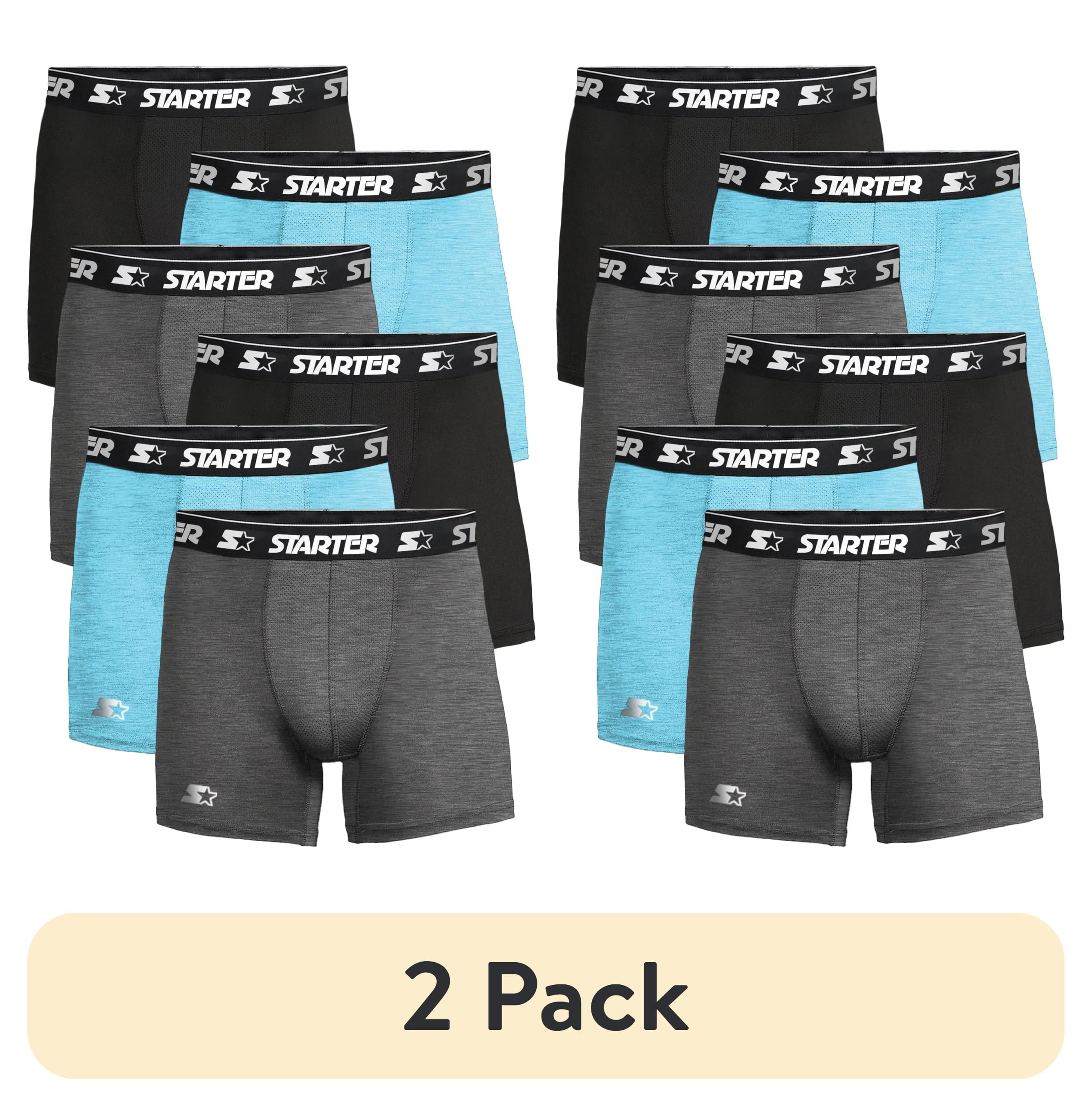 (2 pack) Starter Mens Boxer Briefs Active Performance Breathable Underwear for Men, Black/Charcoal Melange/Team Light Blue Melange 6-Pack