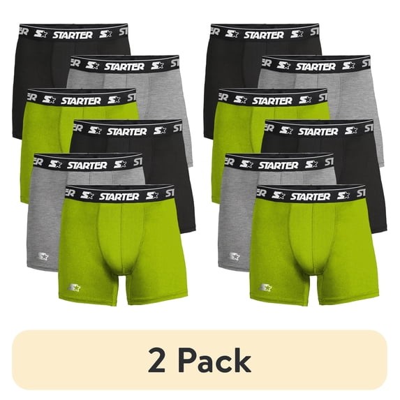 (2 pack) Starter Mens Breathable Boxer Briefs, Multicolor (6 Pack)