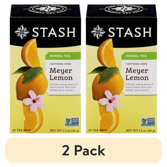 (2 pack) Stash Meyer Lemon Caffeine-Free Herbal Tea Bags 20 ct / 1.3 oz Packaging May Vary