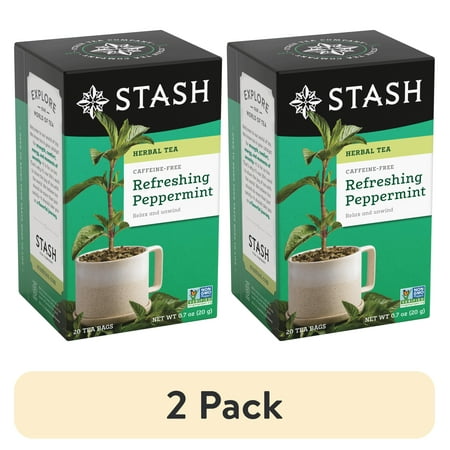 (2 pack) Stash Tea Refreshing Peppermint Herbal Tea Bags, 20 Ct, 0.7 oz