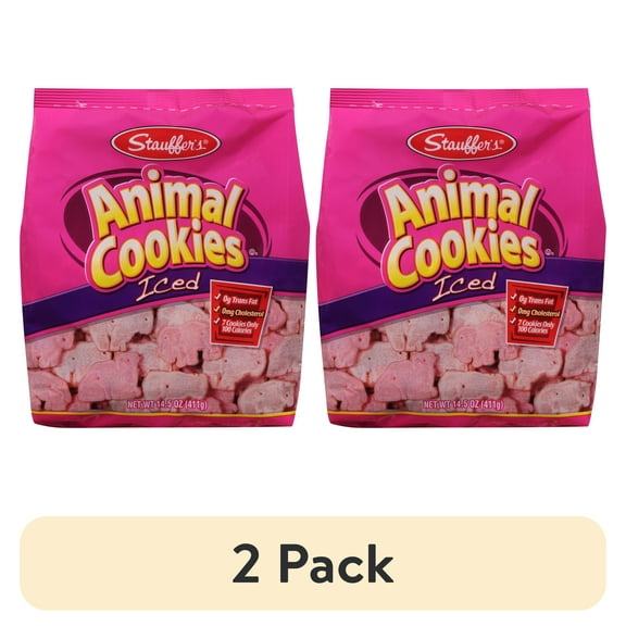 (2 pack) Stauffer's Animal Cookies Iced, 14.5 oz Shelf-Stable Bag