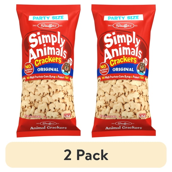 (2 pack) Stauffer's Original Animal Snack Crackers, 32 oz Party Size Pillow Bag, Low Fat Snack for Kids & Adults