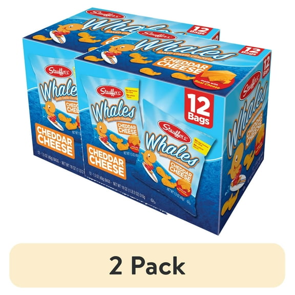 (2 pack) Stauffer's Whales Cheddar Cheese Crackers, 1.5 oz, 12 Count