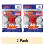 2 pack Stee-Rike 3 Premium Plastic Hard Training Baseballs, White & Red, 9 Pack