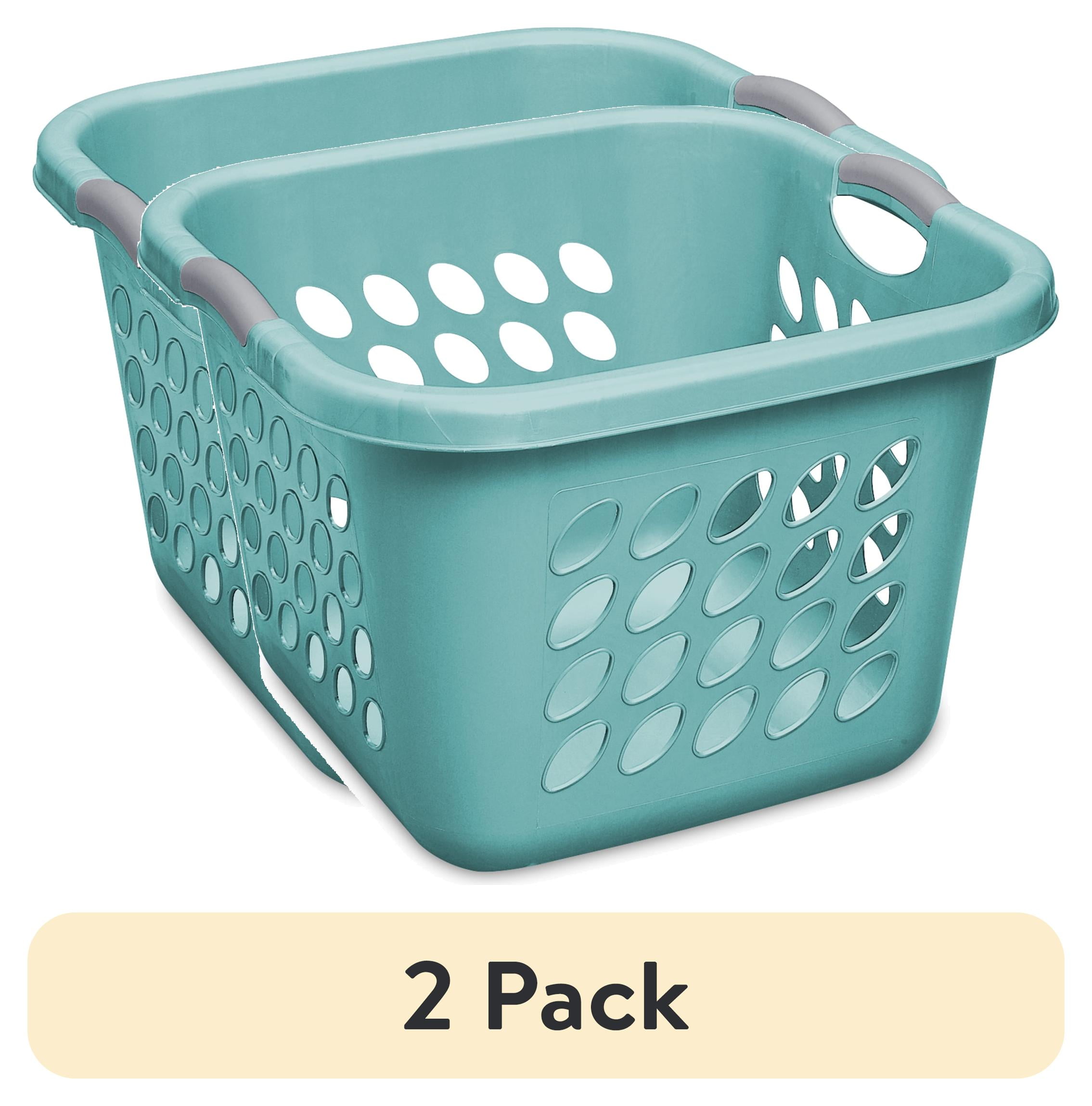 (2 pack) Sterilite 1.5 Bushel Ultra™ Square Laundry Basket Plastic Adult, Teal Splash