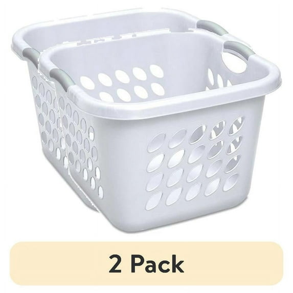 (2 pack) Sterilite White Plastic Laundry Basket