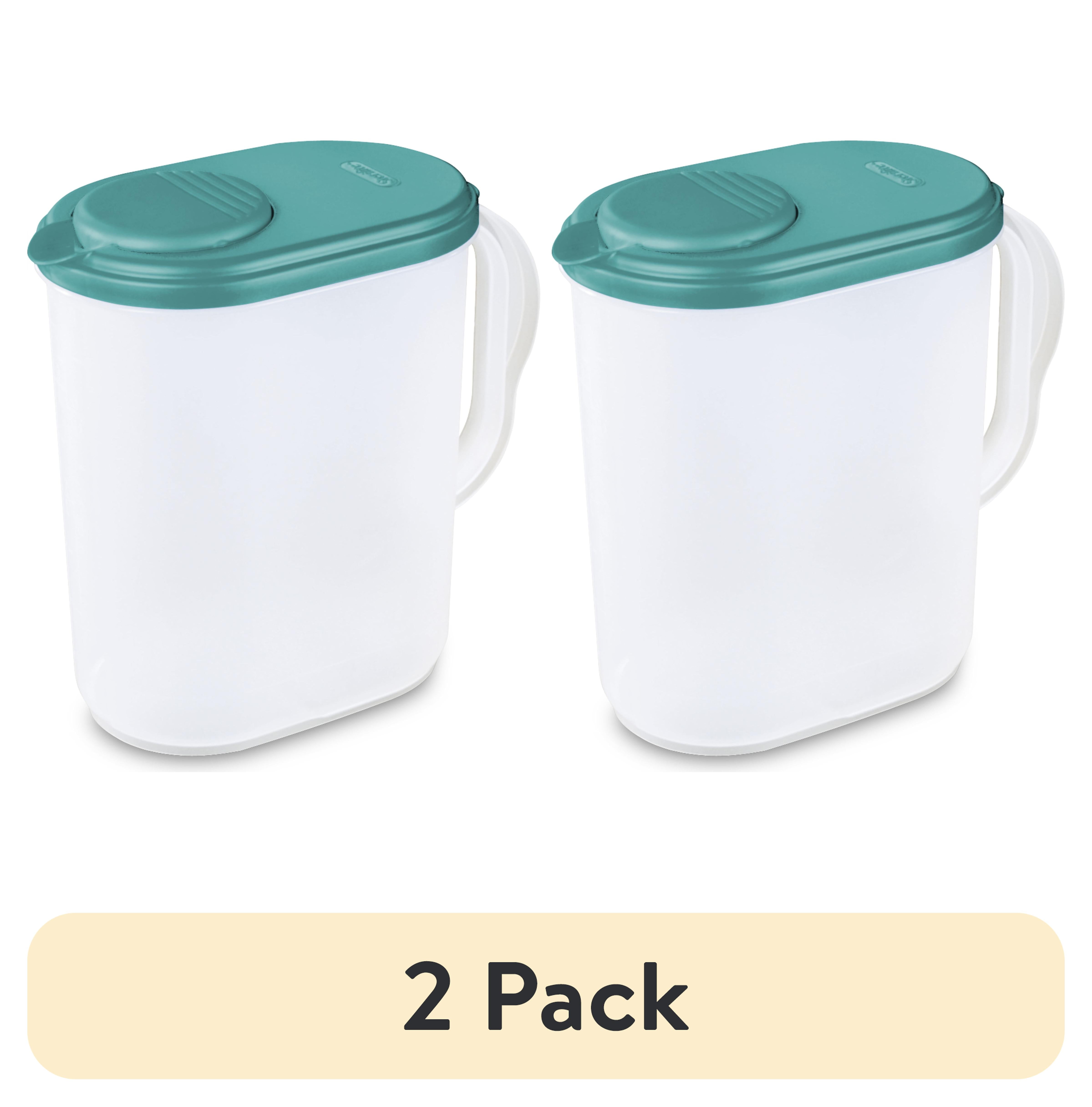 (2 pack) Sterilite, Pitcher, 1 Gal. Pitcher Plastic, Blue Atoll, plastic, 1 gal, suitable for organized drink storage.
