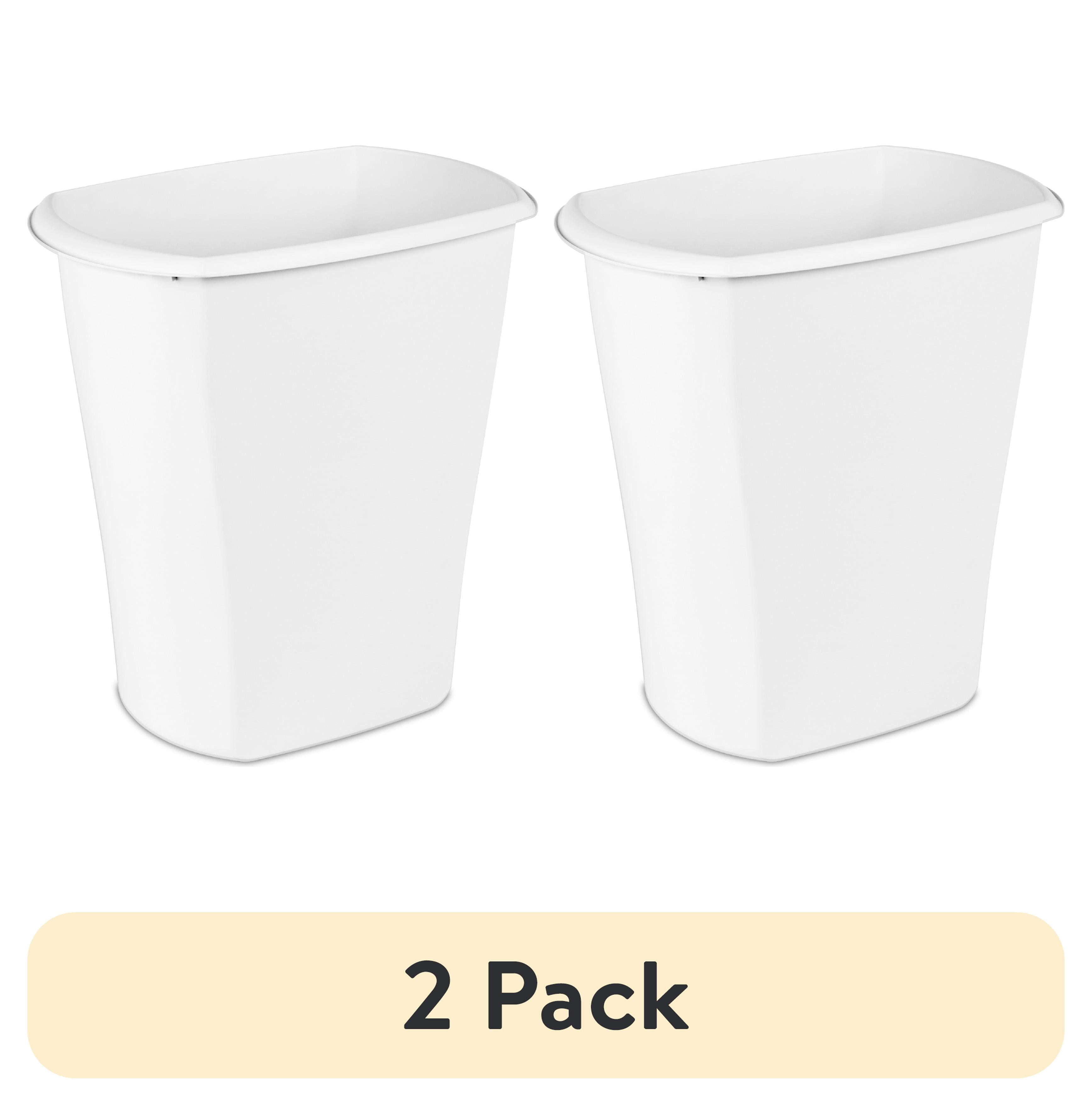 (2 pack) Sterilite Kitchen Trash Can, 10 Gallon Plastic Garbage Bin with No Lid, White