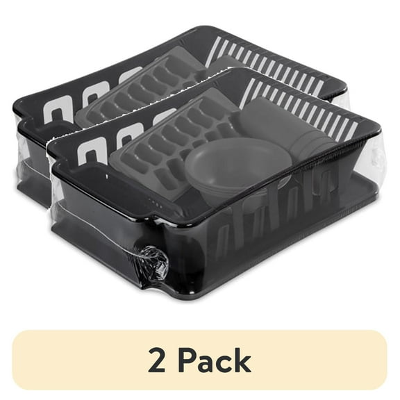 (2 pack) Sterilite 12 Piece Kitchen Set, Includes Sinkset, Bowls, Tumblers, Ice Cube Trays, Black