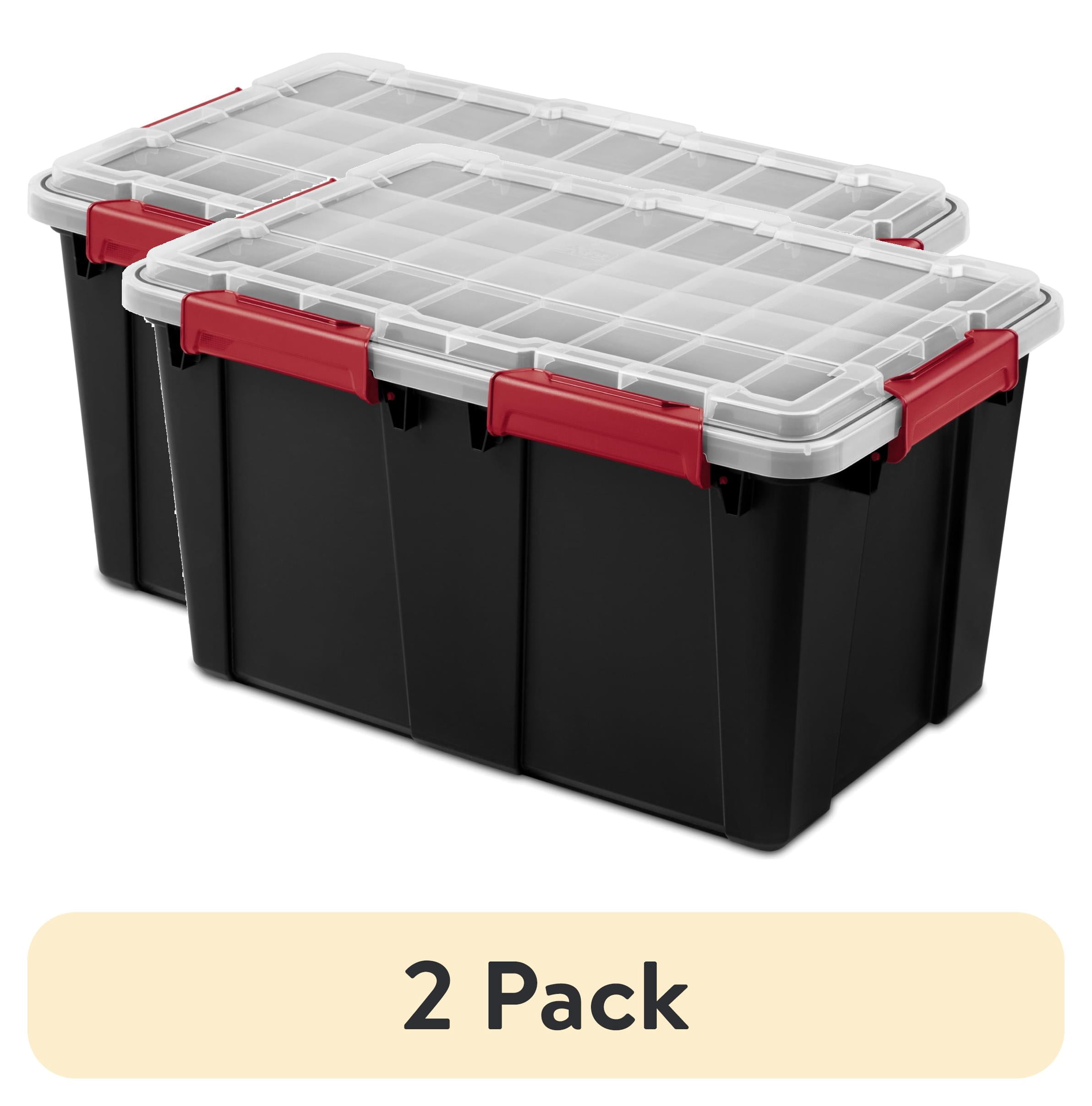 (2 pack) Sterilite Gasket Tote, 13.5 Gallon IP68 WaterProof Plastic Storage Bin with Lid, Gasket Seal and Durable Latches, Black