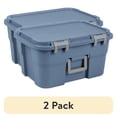 thumbnail image 1 of (2 pack) Sterilite 14 Gallon Footlocker Storage Bin, Heavy Duty Plastic Storage Trunk Container, Lockable with Handle, Blue, 1 of 9