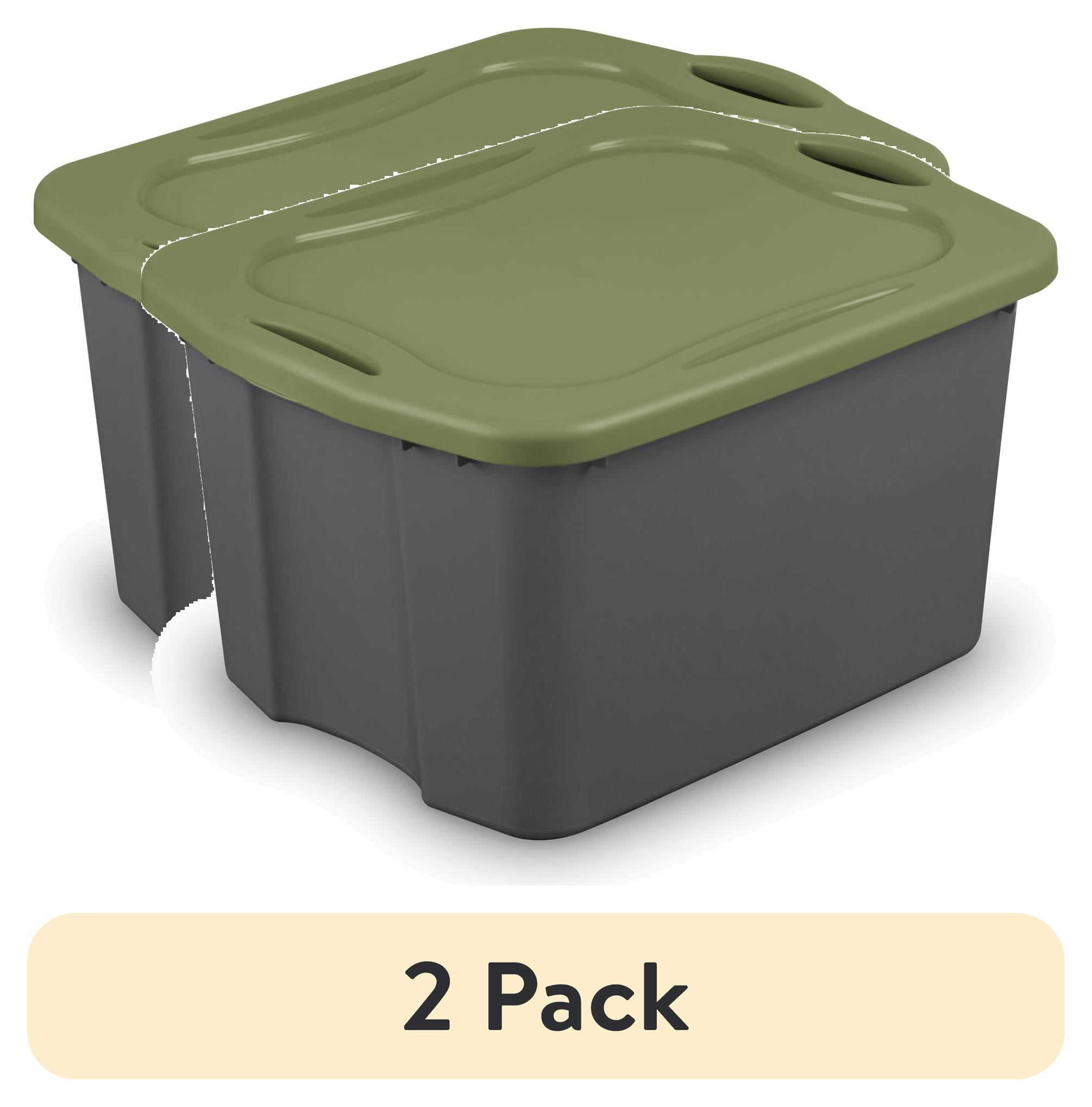 2 pack) Sterilite EZ Carry 17.5 Gallon Large Storage Bin, Clear