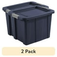 thumbnail image 1 of (2 pack) Sterilite Large Latching Tuff1 Storage Bin, 18 Gallon Rugged Plastic Tote with Latch Lid, Dark Blue, 1 of 11
