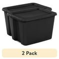 thumbnail image 1 of (2 pack) Sterilite Large Storage Bin, 18 Gallon Plastic Storage Container with Snap-On Lid, Black, 1 of 8