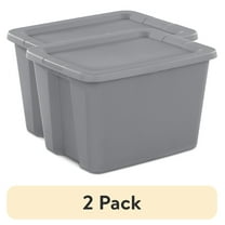 (2 pack) Sterilite Large Storage Bin, 18 Gallon Plastic Storage Container with Snap-On Lid, Gray
