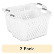 (2 pack) Sterilite Extra Large 2.7 Bushel Plastic Laundry Basket with 2 Carry Handles, White, Adult