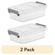 (2 pack) Sterilite Modular 2.7 Quart Small Latching Storage Bin, Clear Plastic Storage Container with Write-on ID Latches, Gray