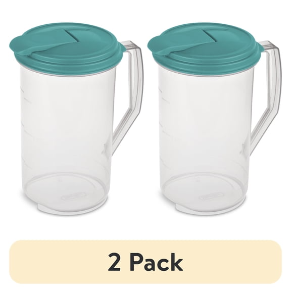 (2 pack) Sterilite, Pitcher, 2 Qt. Round Pitcher Plastic, Blue Atoll, plastic, 2 qt, helpful for family beverage service.