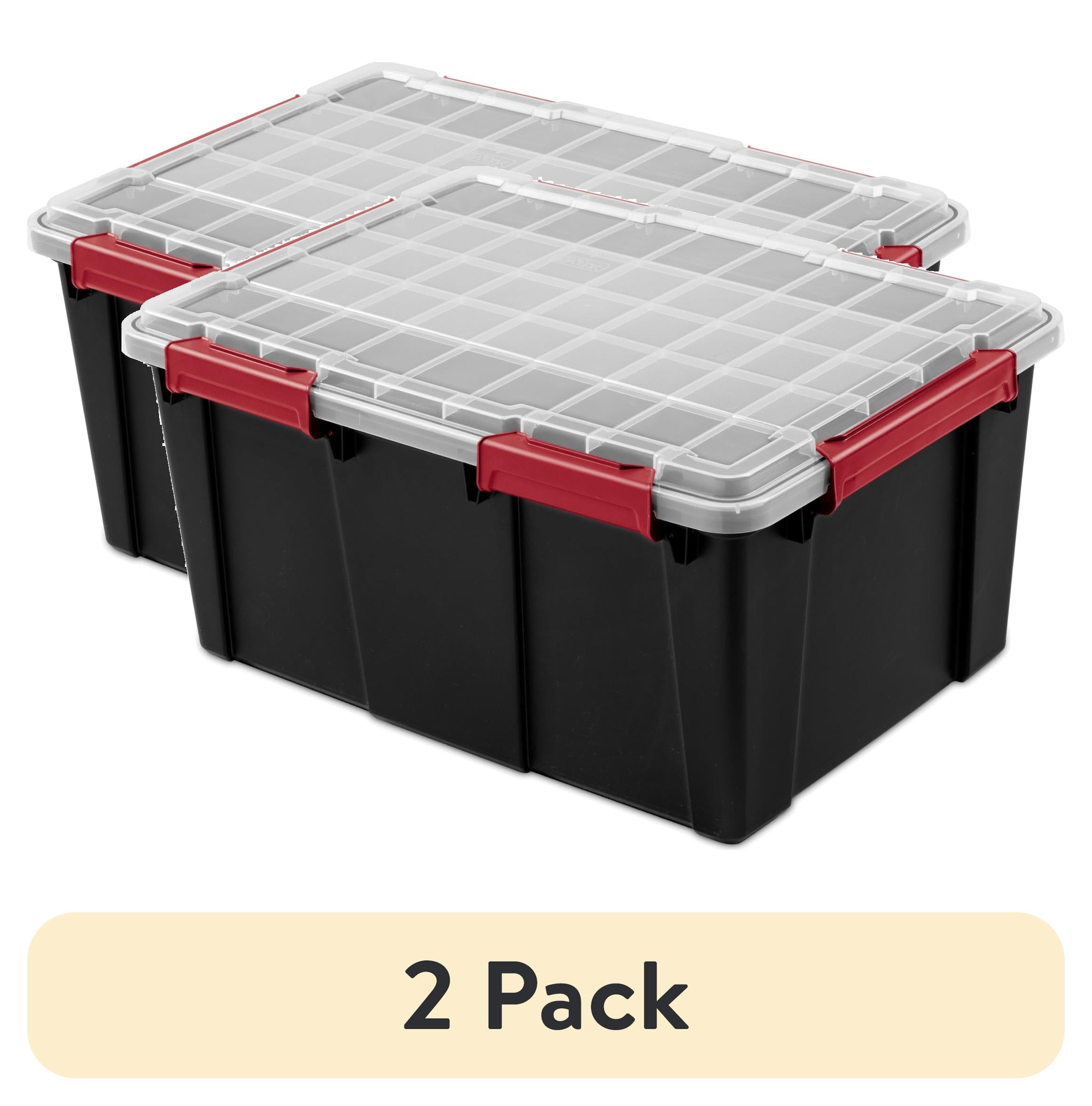 (2 pack) Sterilite Large Gasket Tote, 20 Gallon IP68 WaterProof Plastic Storage Bin with Lid, Gasket Seal and Durable Latches, Black