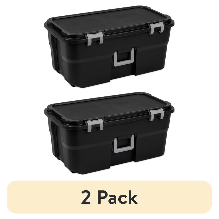 2 pack) Sterilite 22 Gallon Large Wheeled Footlocker, Heavy Duty