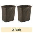 thumbnail image 1 of (2 pack) Sterilite 3.4 Gallon Trash Can, Plastic Weave Bathroom Trash Can, Brown, 1 of 4