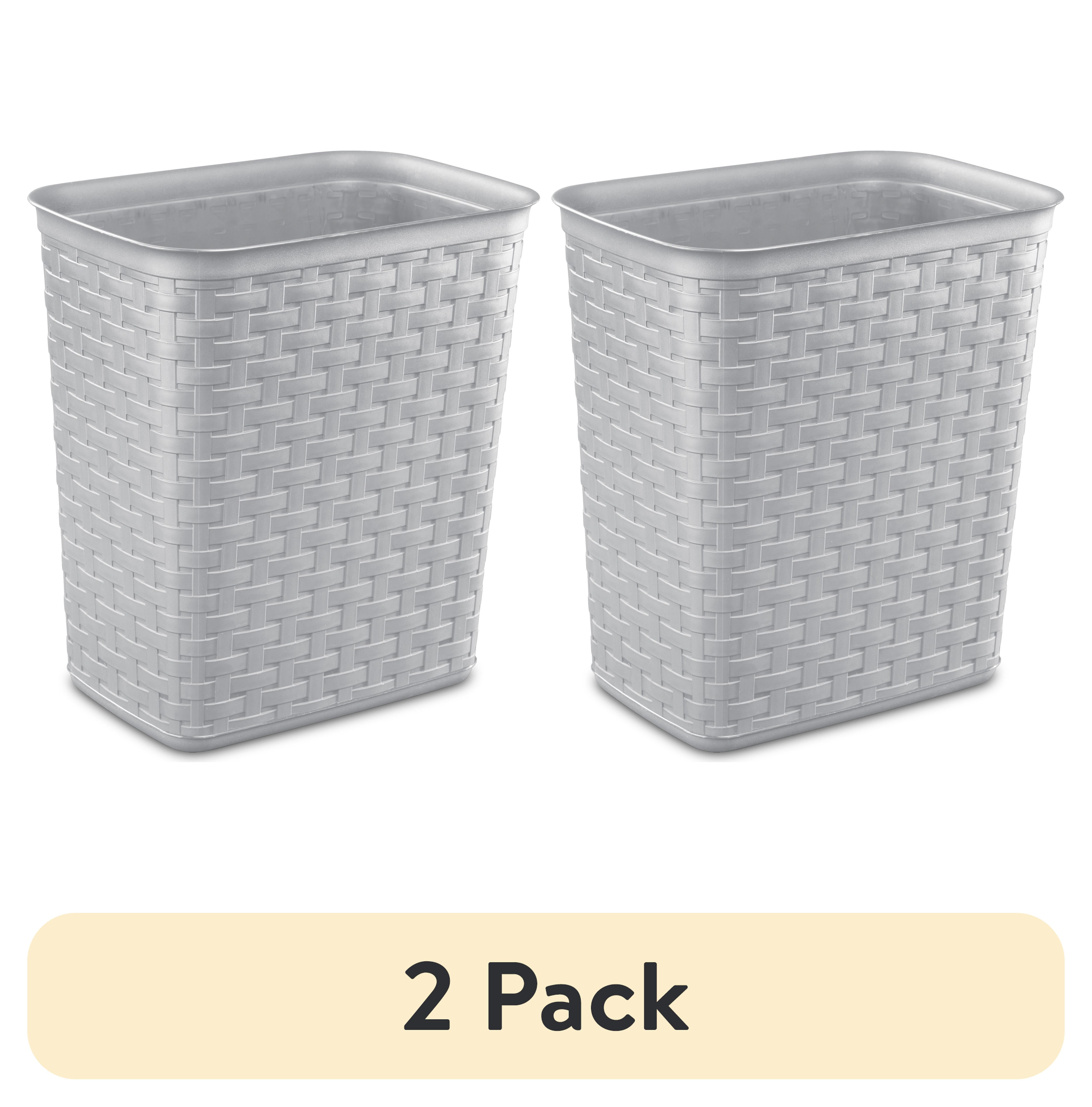 (2 pack) Sterilite 3.4 Gallon Weave Wastebasket, Décor Trash Can and ...