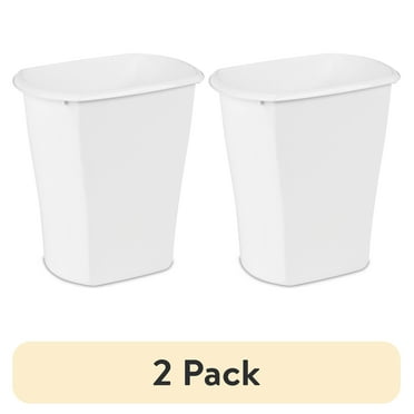 (2 pack) Sterilite 3 Gal. Rectangular Wastebasket Plastic, Bedroom, White