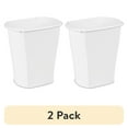thumbnail image 1 of (2 pack) Sterilite Small Bathroom Trash Can, 3 Gallon Plastic Garbage Bucket Bin with No Lid, White, 1 of 10