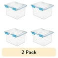 thumbnail image 1 of (2 pack) Sterilite Gasket Box, 32 Quart Clear Weather-Resistant Plastic File Storage Bin with Gasket Seal and Latch Lid, Blue, 4 Pack, 1 of 15