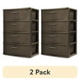 thumbnail image 1 of (2 pack) Sterilite 4 Drawer Wide Weave Tower, Plastic Décor Drawers with Pull Handles, Brown, 1 of 11