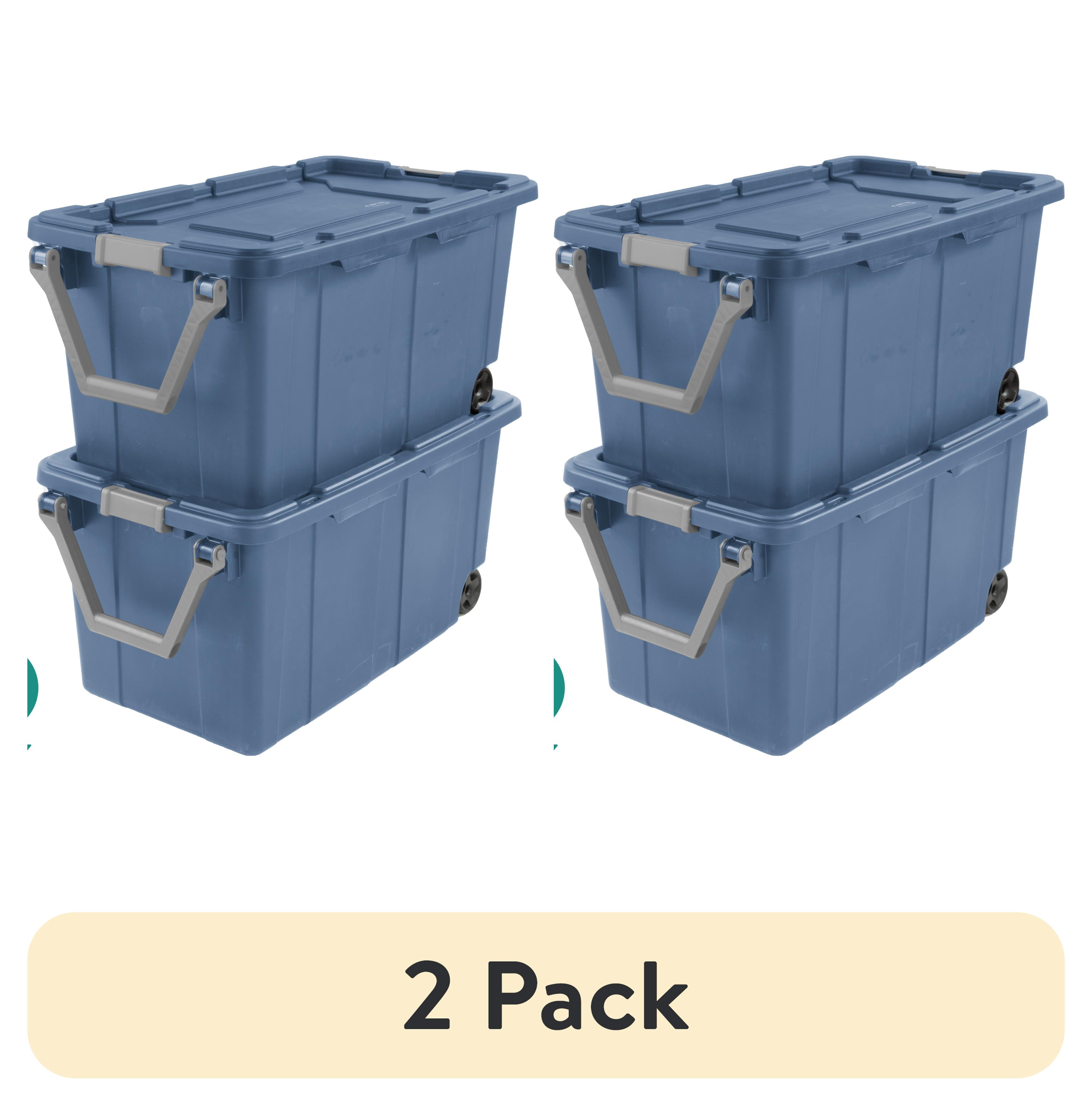 2 pack) Sterilite Extra-Large Wheeled Industrial Storage Bin, 40
