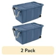 thumbnail image 1 of (2 pack) Sterilite Extra Large Wheeled Industrial Storage Bin, 40 Gallon Rugged Plastic Storage Tote with Latch Lid and Pull Handle, Blue, 2 Pack, 1 of 11