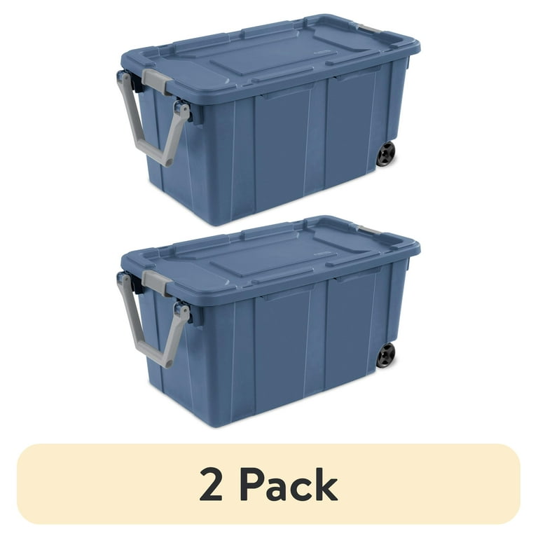 2 pack) Sterilite 40 Gallon Wheeled Industrial Tote, Rugged