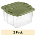 thumbnail image 1 of (2 pack) Sterilite EZ Carry Storage Bin, 40 Quart Clear Plastic Storage Container with Full-Grip Handles, Green, 1 of 14