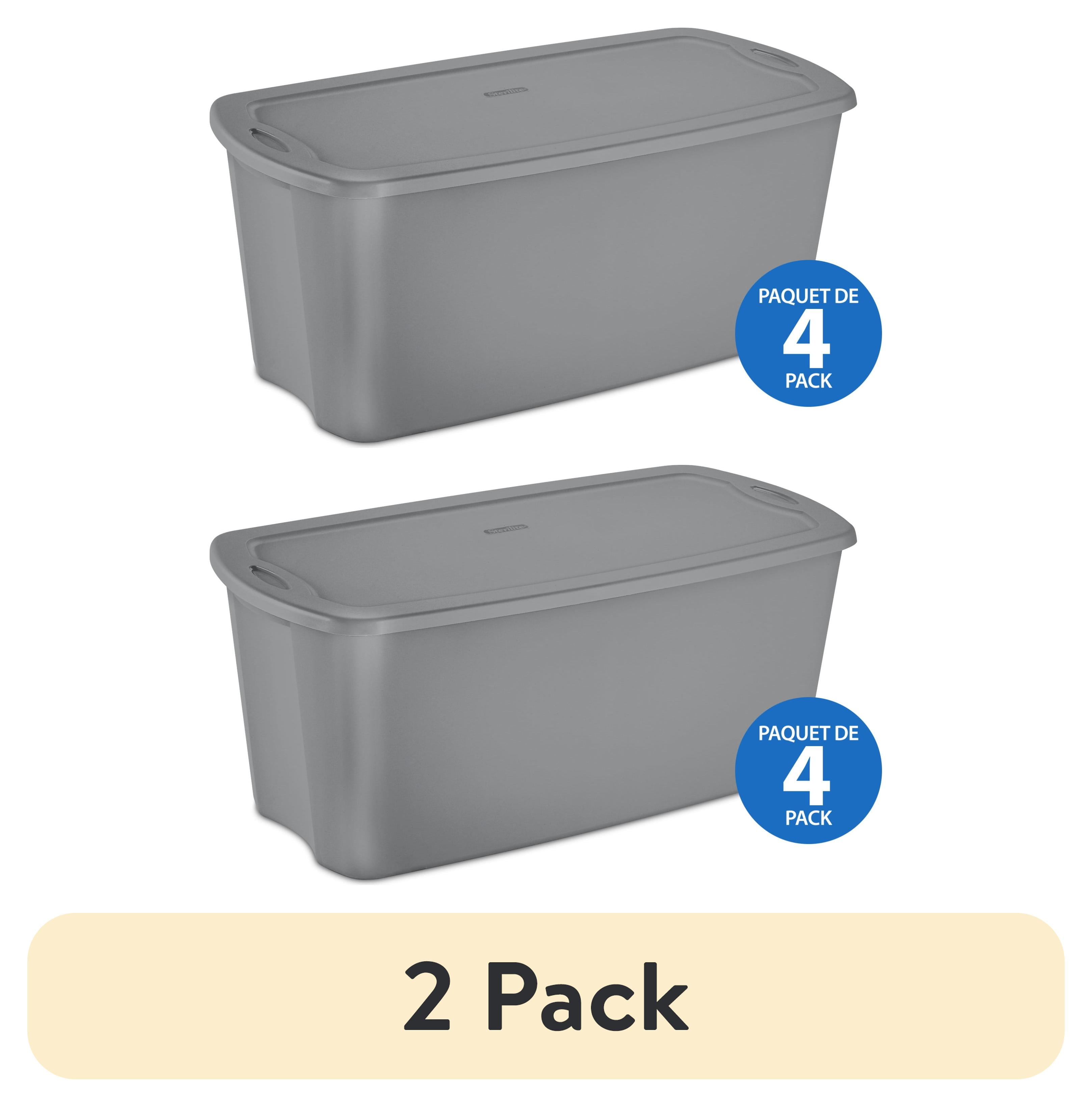 (2 pack) Sterilite 50 Gallon Tote, Plastic Storage Bin with Snap-on Lid