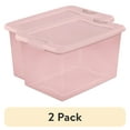 thumbnail image 1 of (2 pack) Sterilite 64 Qt. Clear Plastic Latching Box, Pink Latches with Pink Lid, 1 of 5