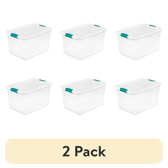(2 pack) Sterilite 64 Qt. Latching Box Plastic, White, Set of 6