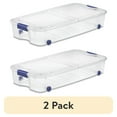 thumbnail image 1 of (2 pack) Sterilite Large Storage Bin, 66 Quart Clear Underbed Storage Container with Latch Lid and Wheels, Blue, 1 of 12