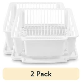 Rubbermaid Antimicrobial Sink Dish Rack Drainer Set, White,