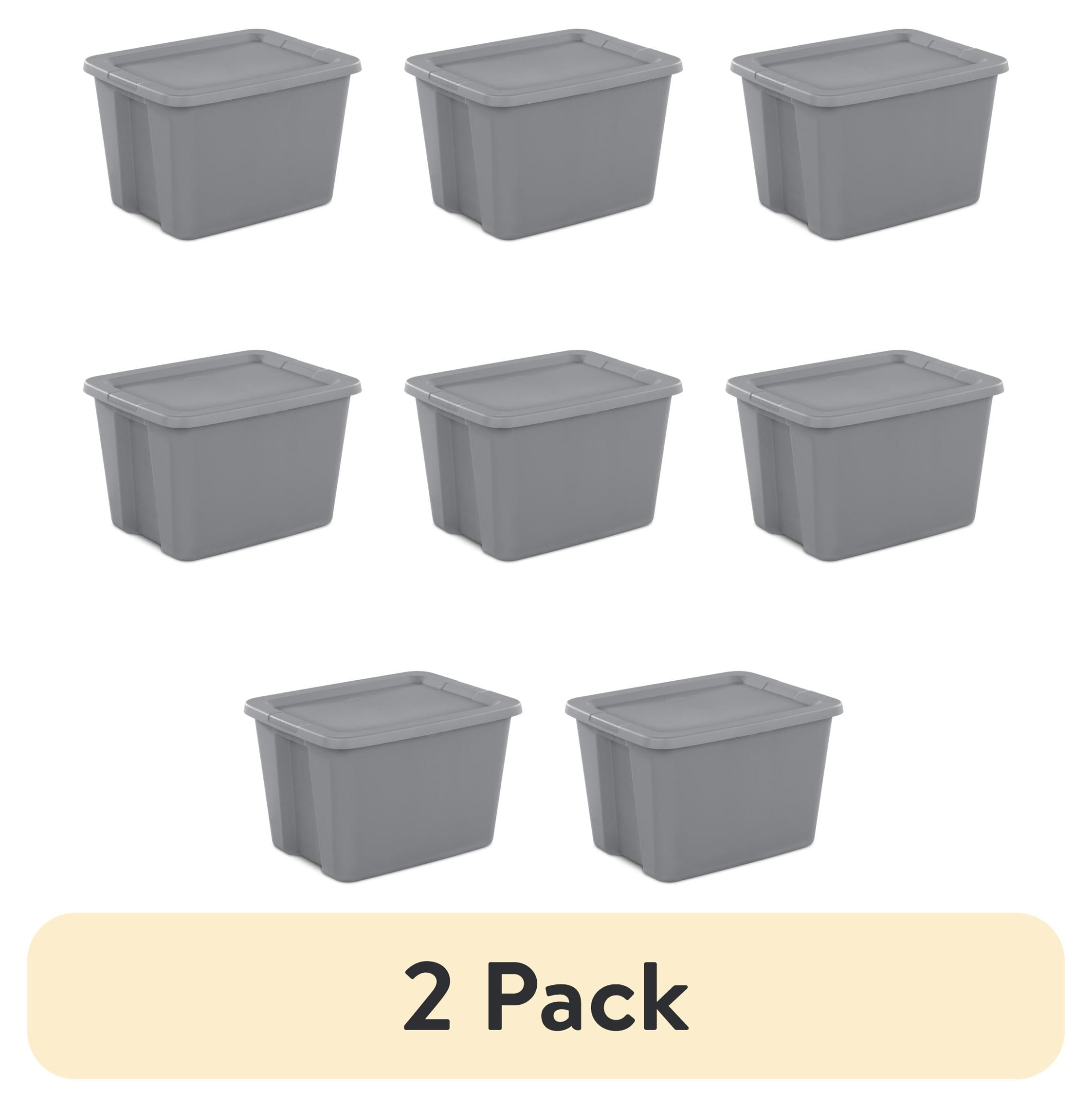 (16 pack) Sterilite Large Storage Bin, 18 Gallon Durable Plastic Storage Tote with Snap-On Lid, Gray, 8 pack
