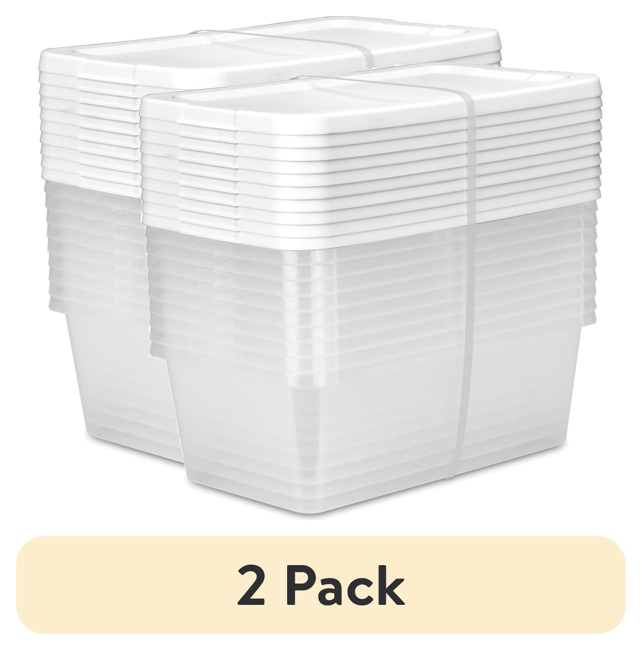(2 pack) Sterilite Set of (10) Small Storage Bin, 6 Quart Clear Plastic Storage Container with Snap-On Lid, White, 4 Pack