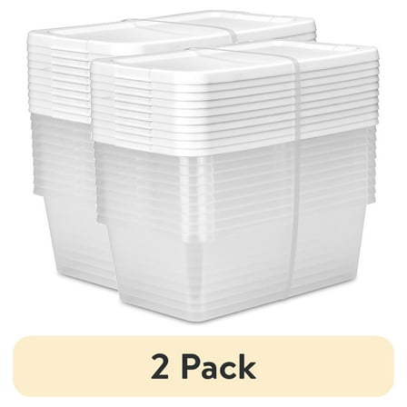 (2 pack) Sterilite Set of (10) Small Storage Bin, 6 Quart Clear Plastic Storage Container with Snap-On Lid, White, 4 Pack