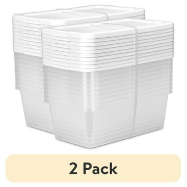(2 pack) Sterilite Set of (10) 6 Quart Storage Boxes, Clear Plastic Storage Bin with Snap-on Lid, White