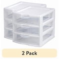 thumbnail image 1 of (2 pack) Sterilite Small 3 Drawer Storage Unit, Countertop and Desktop Organizer with Clear Drawers, White, 1 of 5