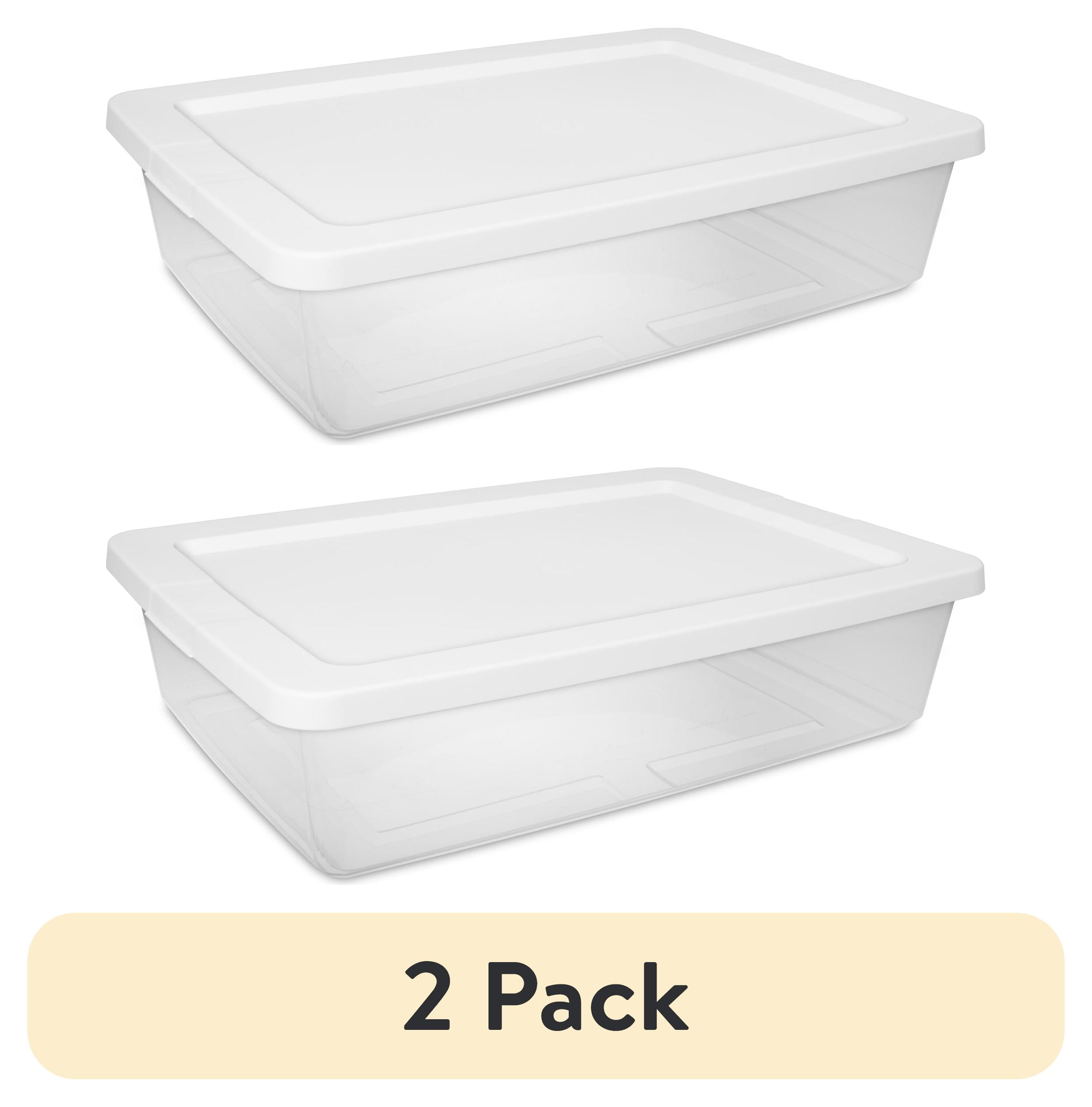 (2 pack) Sterilite Small Storage Bin, 28 Quart Clear Plastic Storage Container with Snap-On Lid, White - Walmart.com