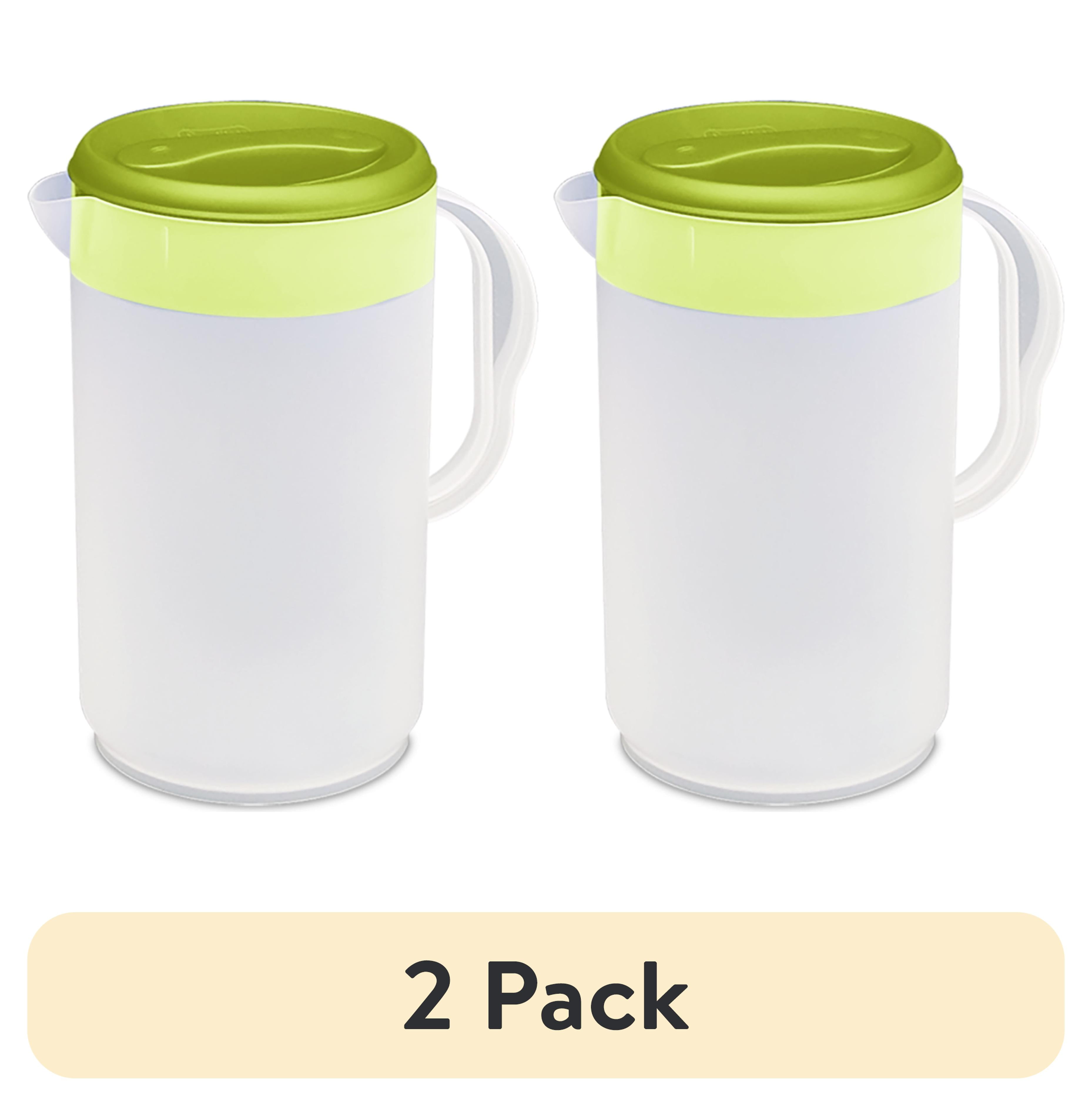 (2 pack) Sterilite, Pitcher, Twist & Pour 1 Gallon Pitcher, Risky Lime, 1 gal, convenient for portable cold storage.