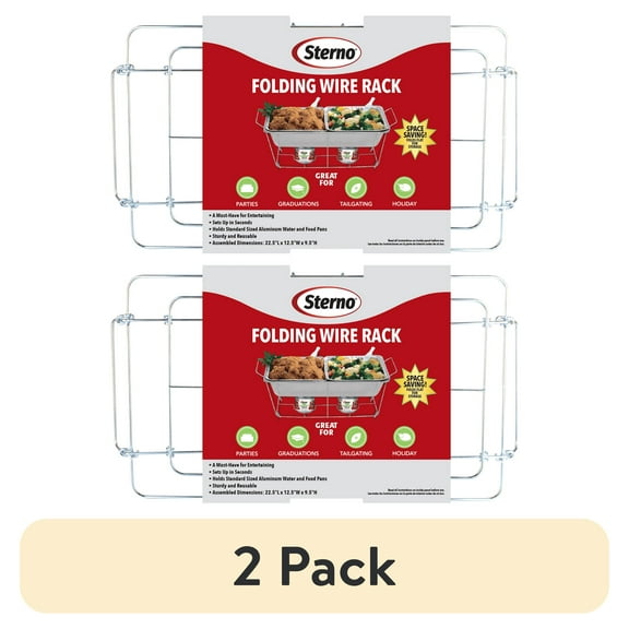(2 pack) Sterno Folding Wire Chafing Rack, Standard Size, Silver