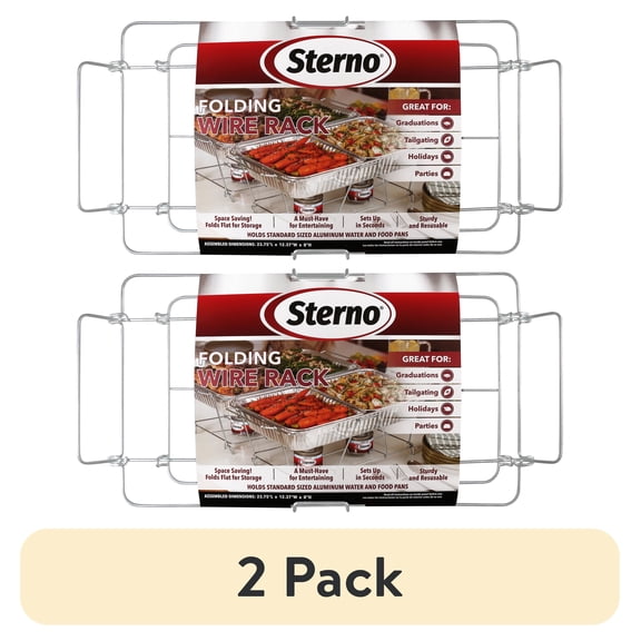 (2 pack) (2 pack) Sterno Folding Wire Chafing Rack, Standard Size, Silver